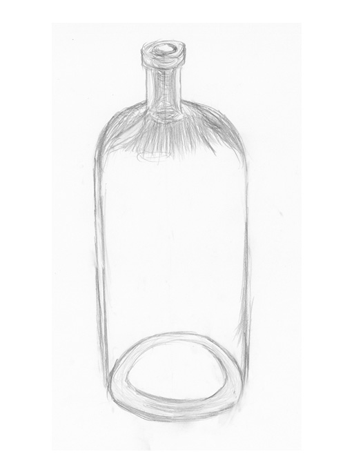 ガラス瓶のデッサン