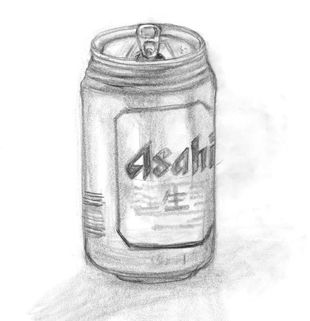 缶ビールのデッサン