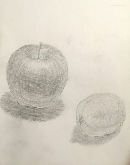 りんごとレモンのデッサン