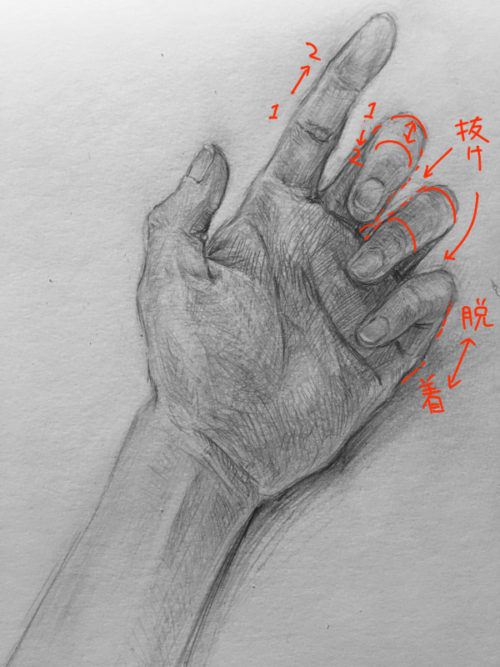 手のデッサン