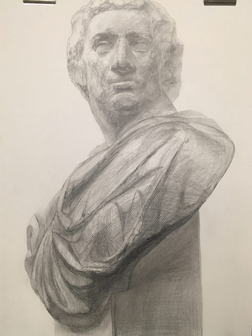 石膏像(ブルータス)のデッサンのデッサン