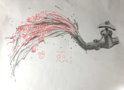 蛇口と水のデッサン