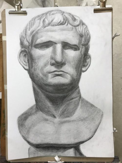 石膏像アグリッパのデッサン