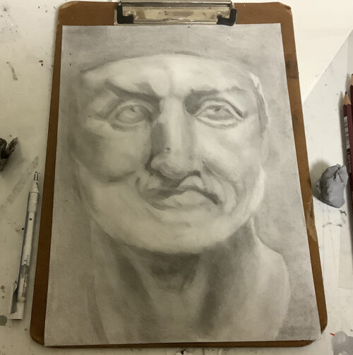 フィリッポス国王の石膏像のデッサン